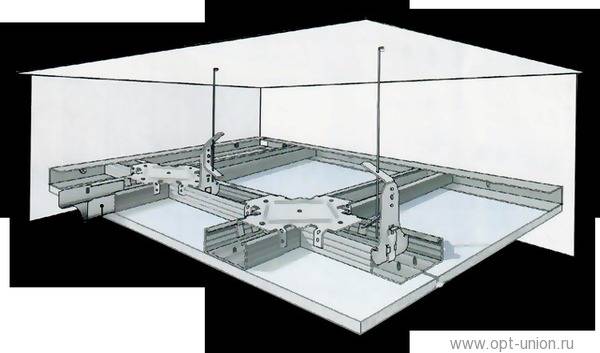 Растровый потолок на подвесах п14: комплектная система кнауф