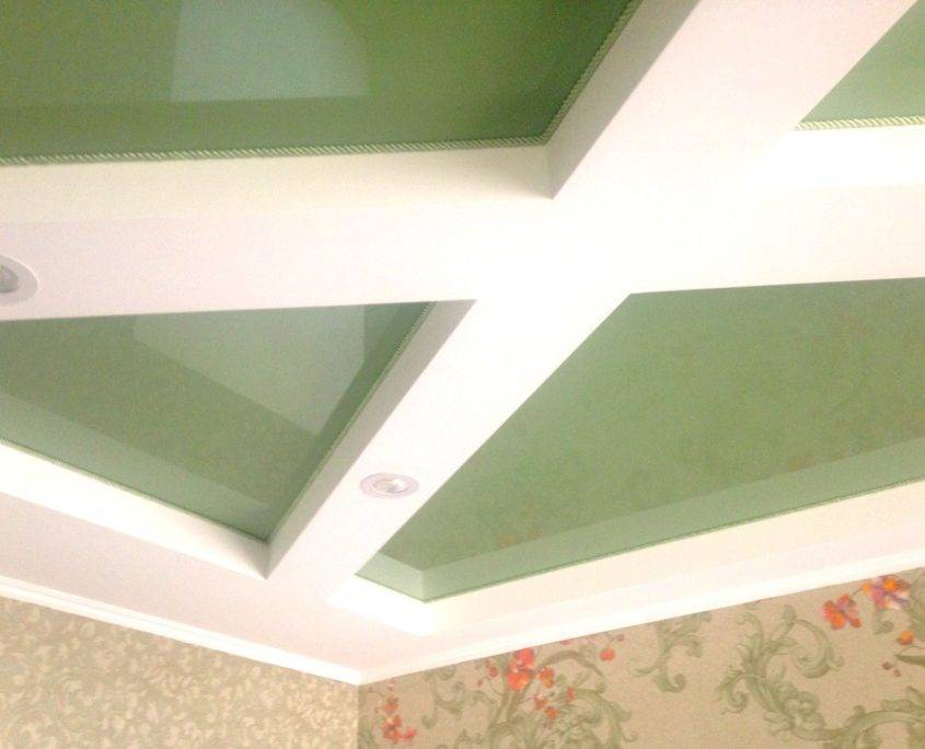 Схема двухуровневого потолка из гипсокартона с размерами и радиусами