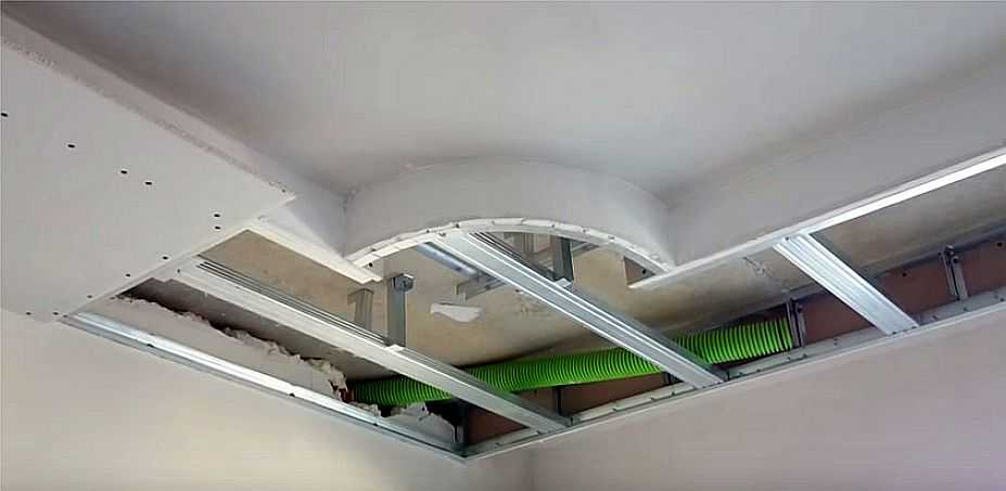 Короб из гипсокартона на потолке под натяжной потолок с подсветкой схема