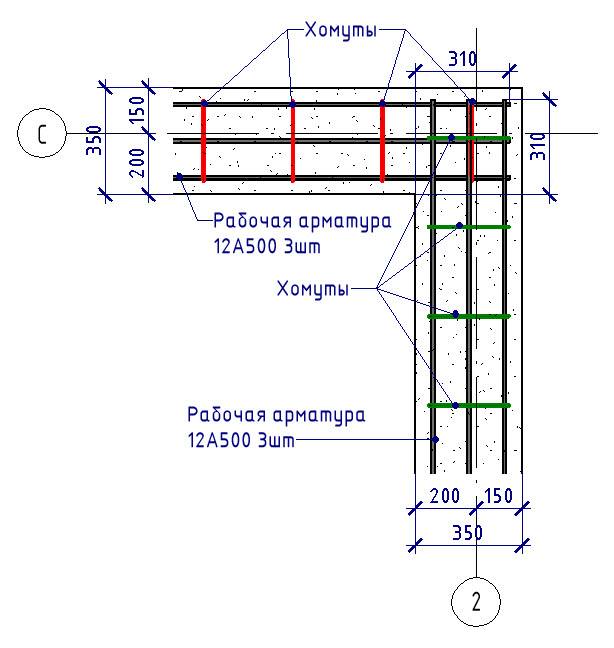 Схема расположения арматуры
