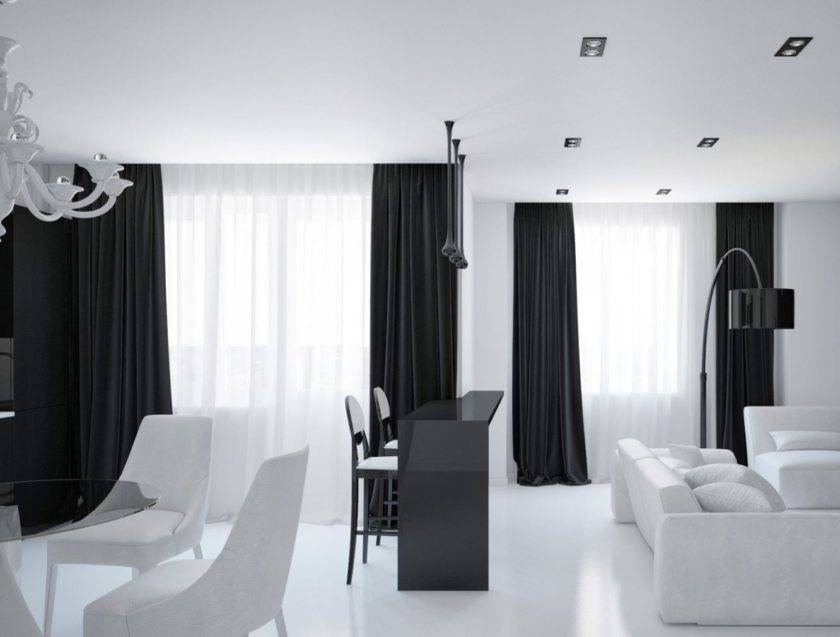 Комбинированные шторы в интерьере разных комнат