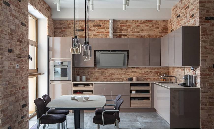 Урбанистический шик кухонь в стиле лофт — 255+ (фото) индустриальной атмосферы