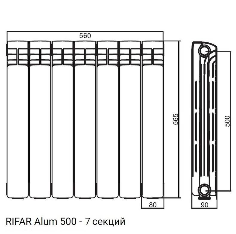 Теплоотдача алюминиевых радиаторов отопления, таблица характеристик, на сколько квадратов одна секция, срок службы батареи