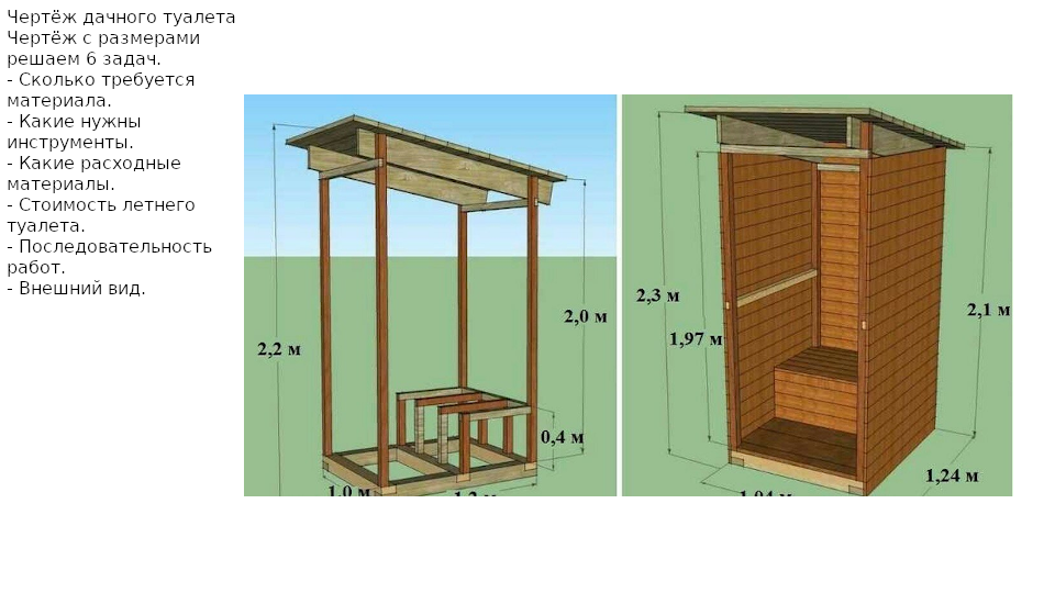 Дачный туалет своими руками пошагово фото с чертежами с расчетом материала