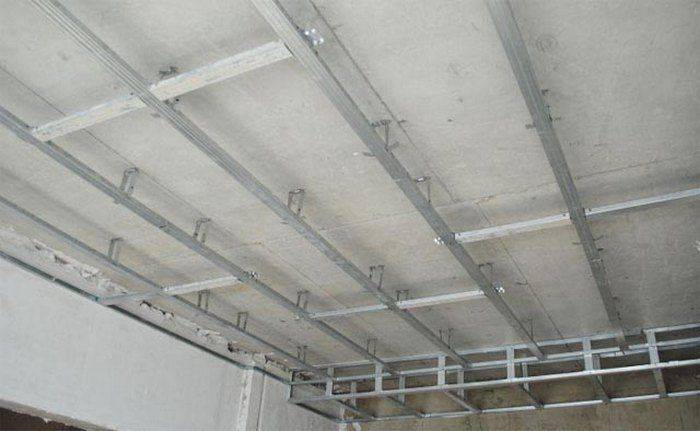 Каркас на потолок под гипсокартон: фото, схема установки и видео монтажа
