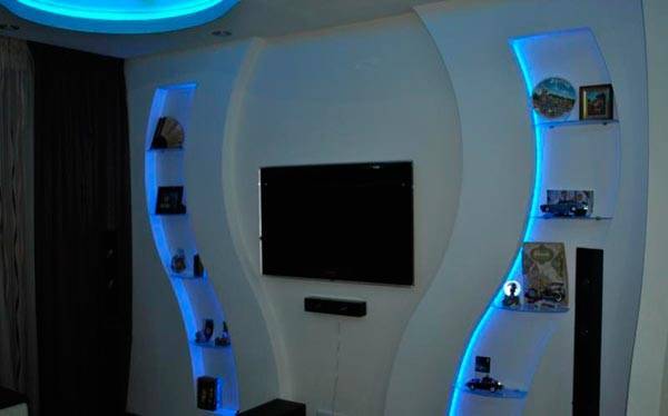 Ниша под телевизор в интерьере: дизайн портала для тв, подставка и короб, идеи для гостиной и спальни, фото