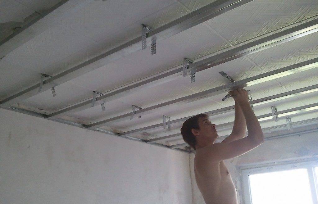 Схема монтажа гипсокартона на потолок