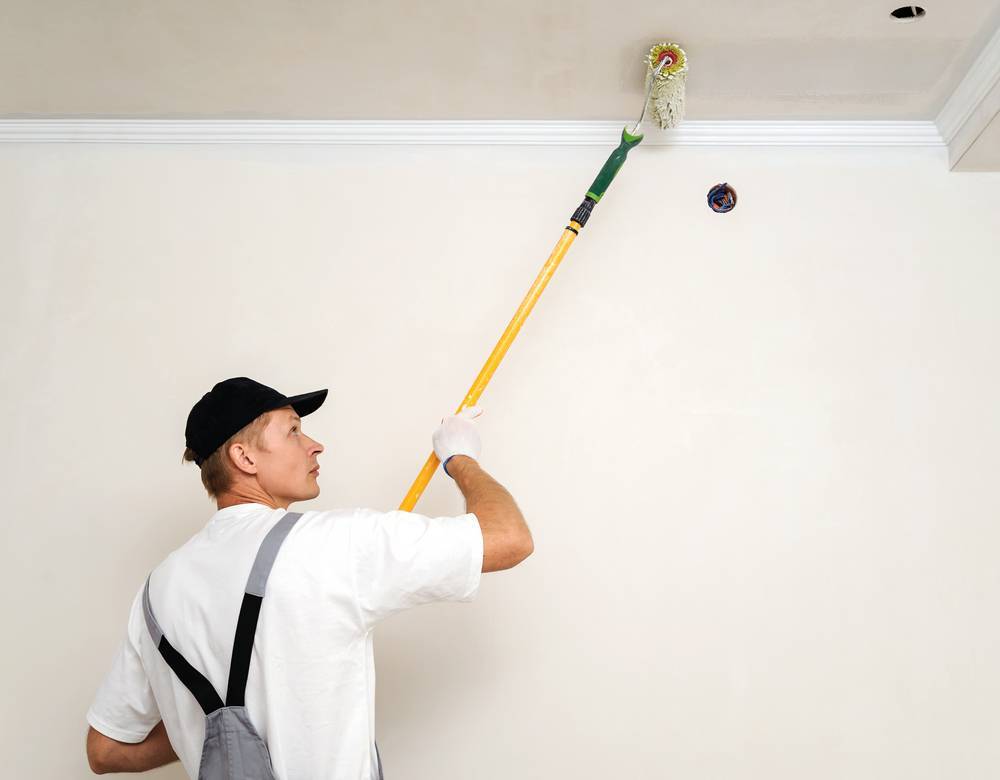 Окрашивание гипсокартонных потолков и стен водоэмульсионной краской