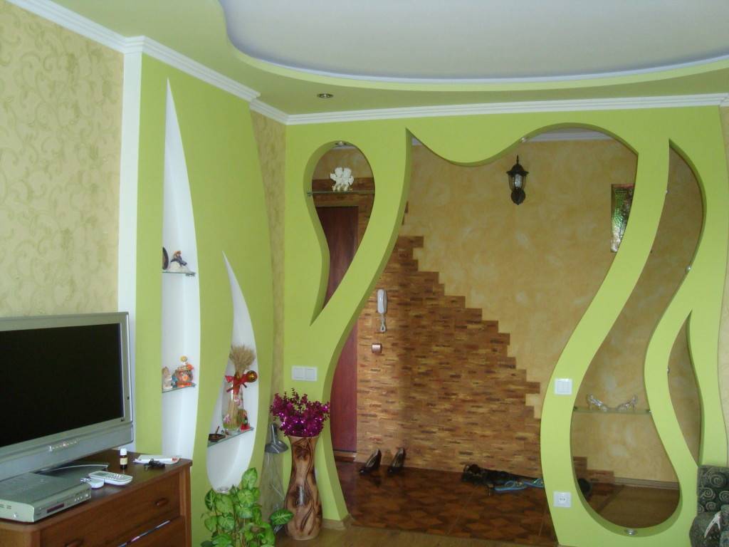 Идеи из гипсокартона: фото оформления потолков, стен и перегородок