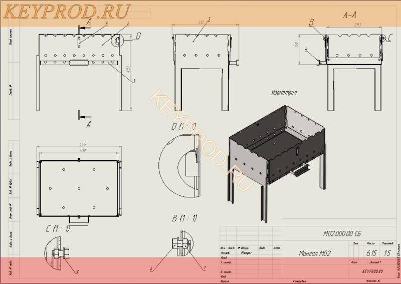 Мангал для шашлыка своими руками из металла чертежи фото