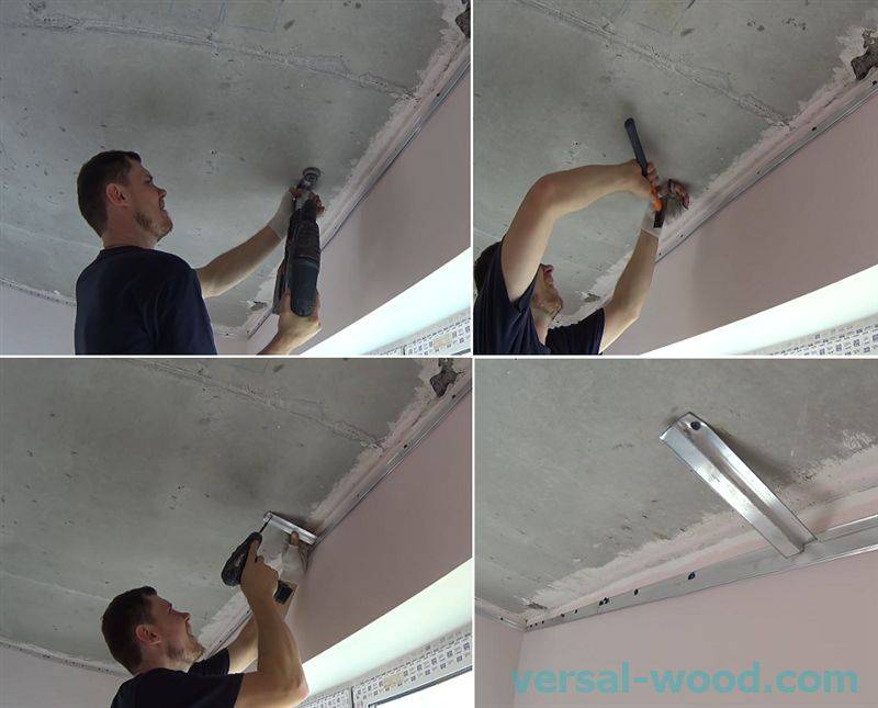 Как закрепить натяжной потолок к гипсокартону