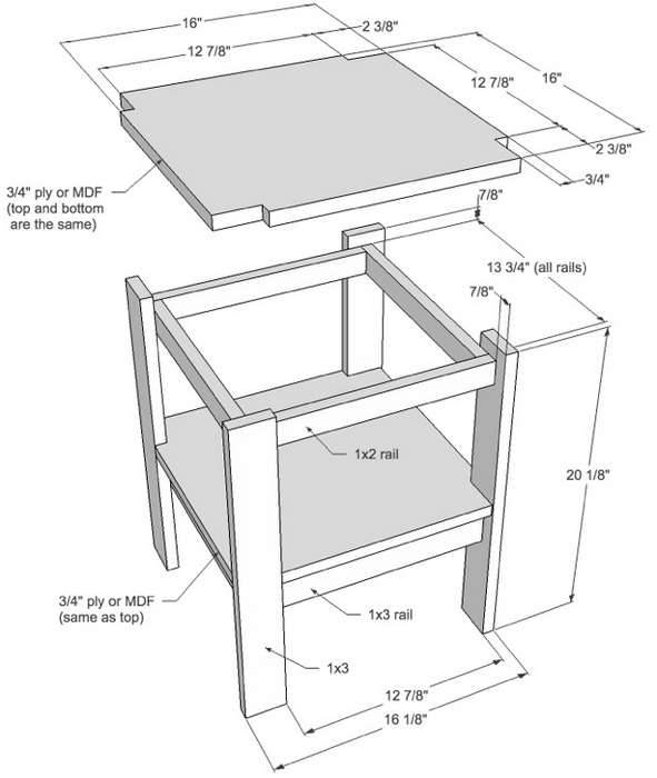 Прикроватный столик своими руками чертежи