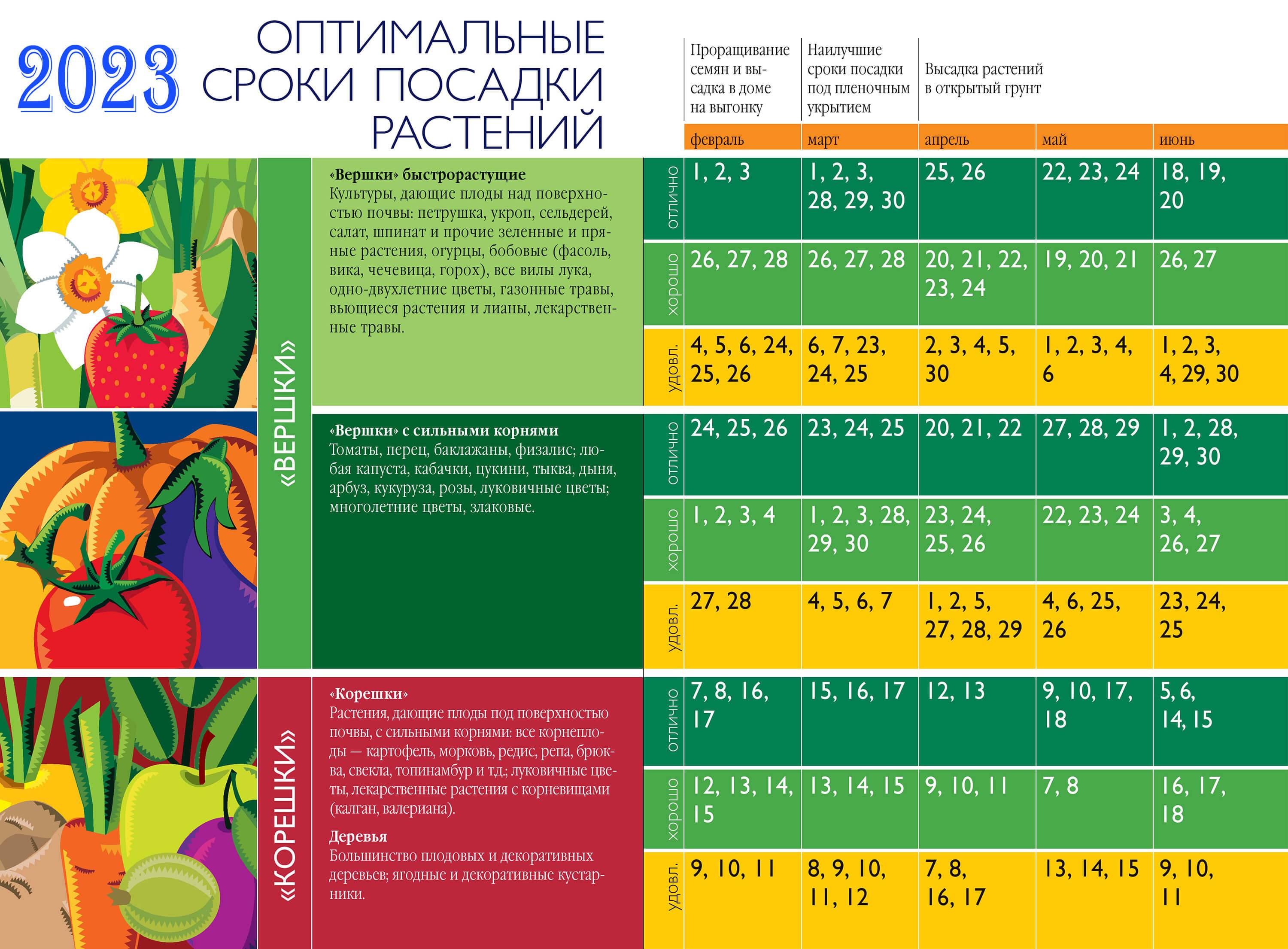 Лунный календарь для посадки растений таблица на 2021 год