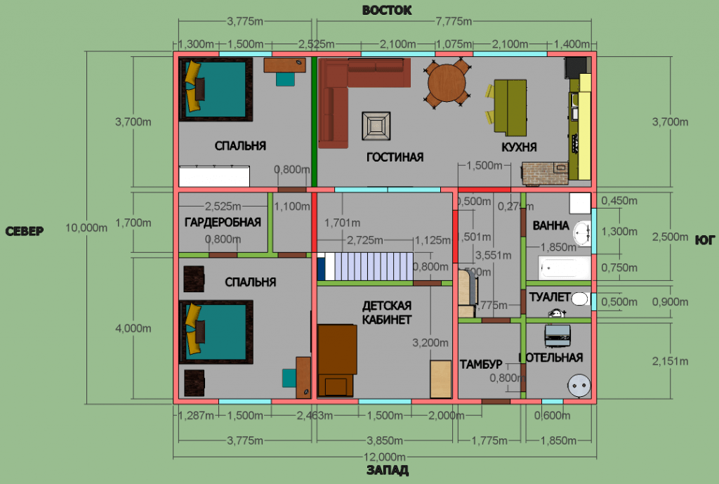 Проекты одноэтажных домов 9х9 планировка с котельной фото