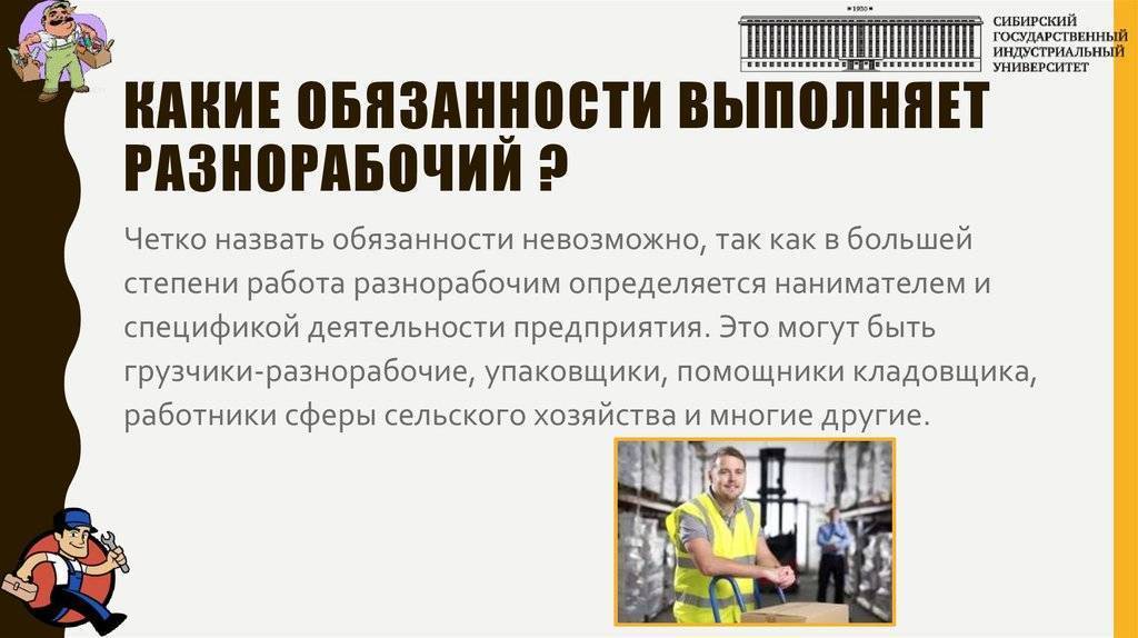 Должностная инструкция разнорабочего в строительстве образец