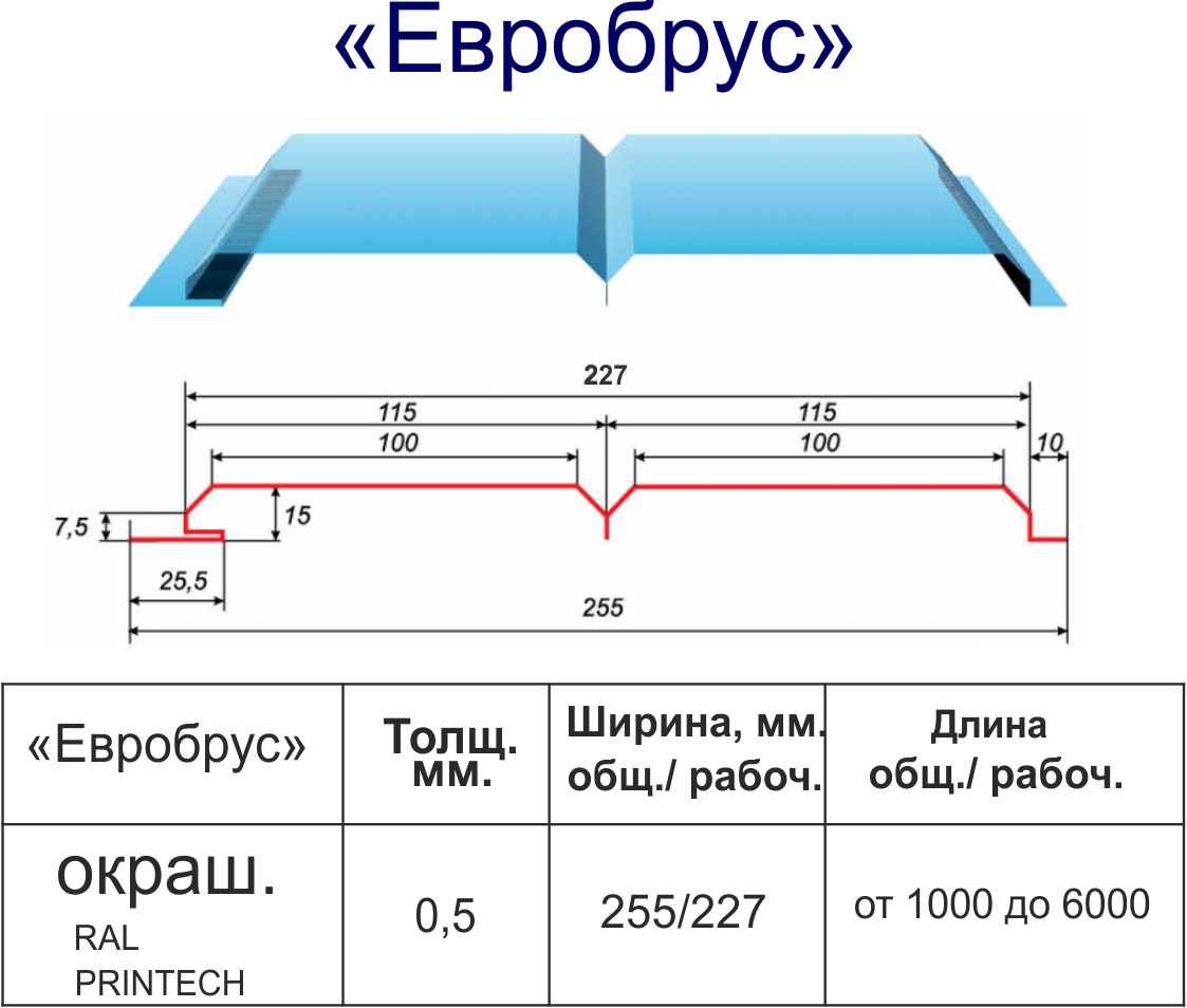 Экобрус металлический сайдинг чертеж