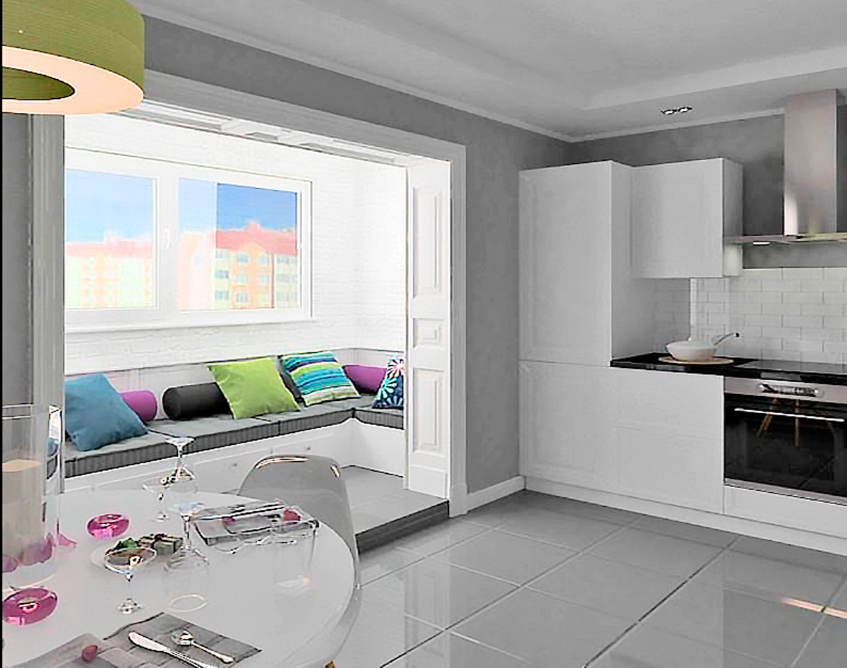 Кухня с балконом - совмещаем два интерьера. 90 фото фото!