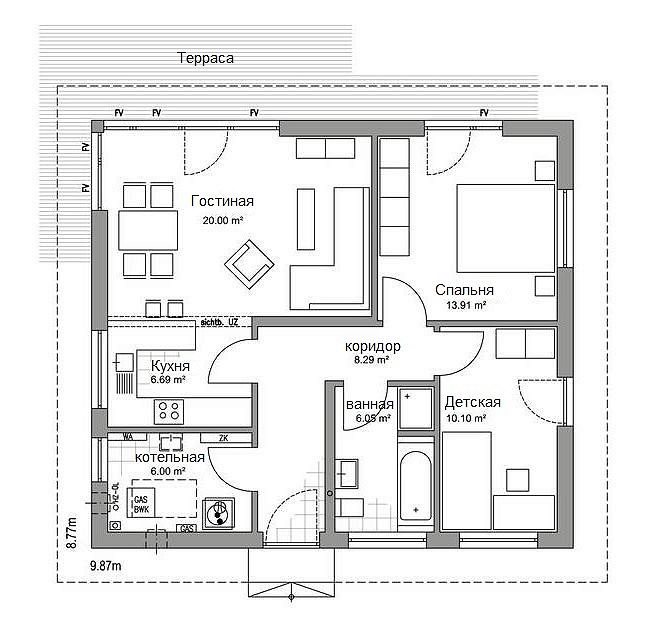 План одноэтажного дома: варианты готовых проектов с фото-примерами - nadachedom.ru