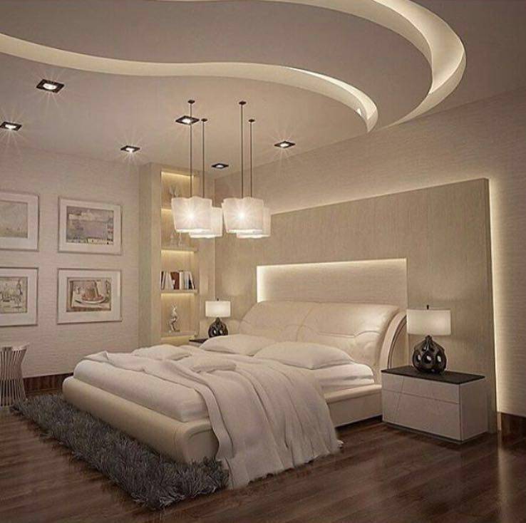 Потолки из гипсокартона: фото для спальни