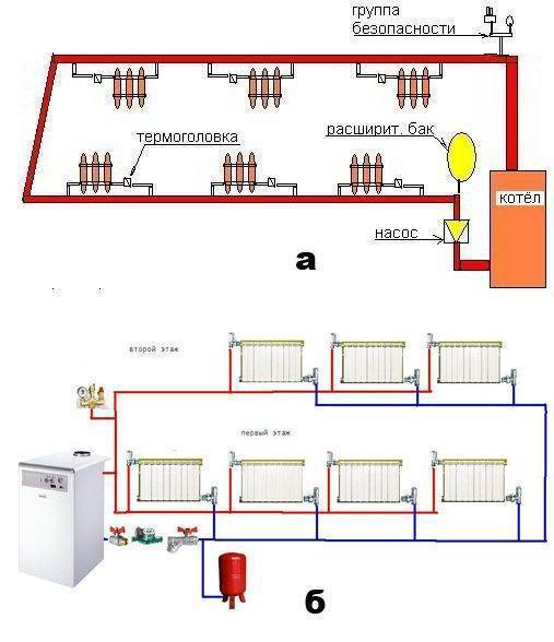 Схема отопления частного двухэтажного дома своими руками схема