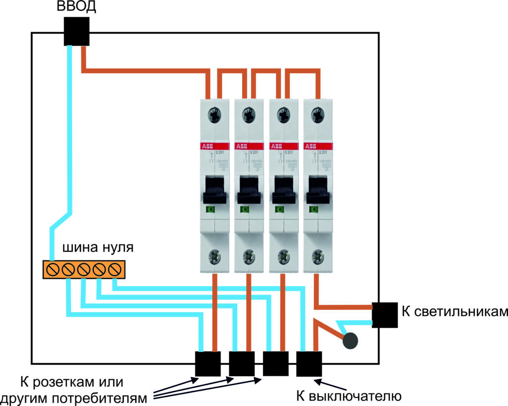 Подключение автомата в щитке своими руками схема подключения