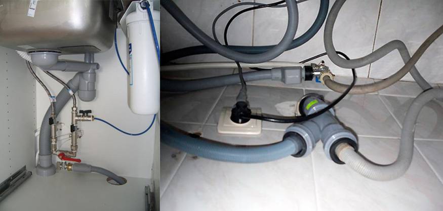 Подключение посудомоечной машины к водопроводу и канализации, схема и видео