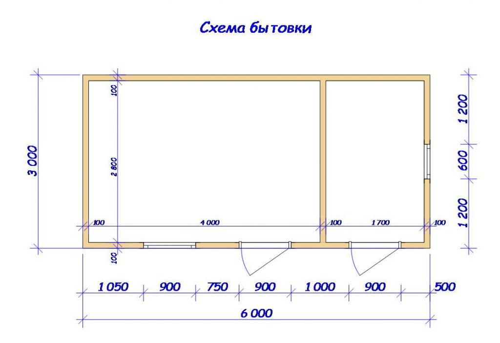 Чертеж строительства хозблока