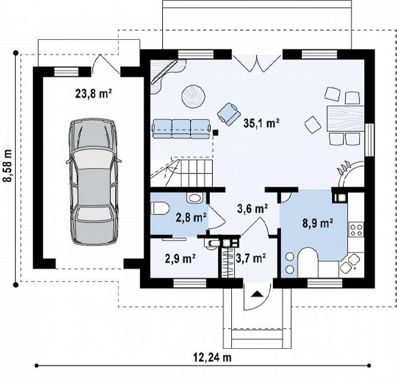 Проекты домов с гаражом с мансардой: одноэтажные и двухэтажные коттеджи, планировка