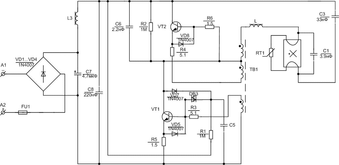 Балласт для люминесцентных ламп схема электронный схема