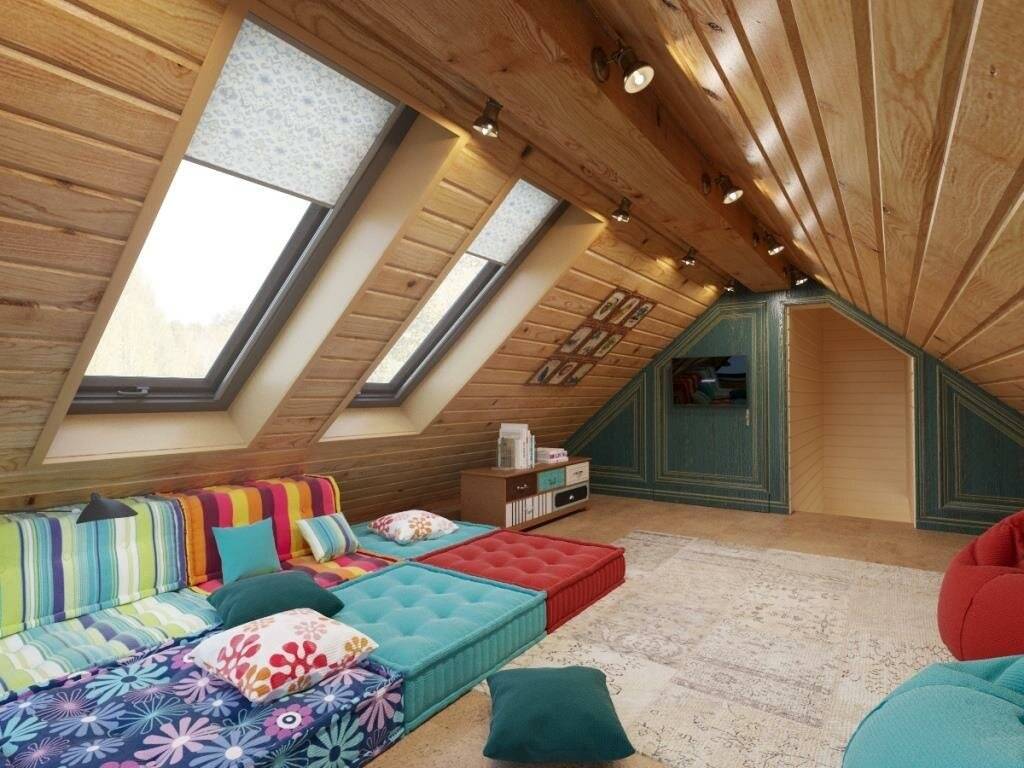 Интерьер мансардной комнаты в деревянном доме фото
