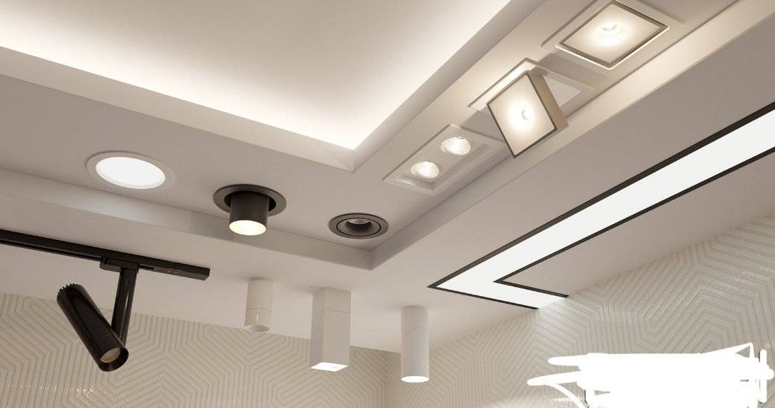 Точечные светильники для гипсокартонных потолков - правила монтажа ламп освещения