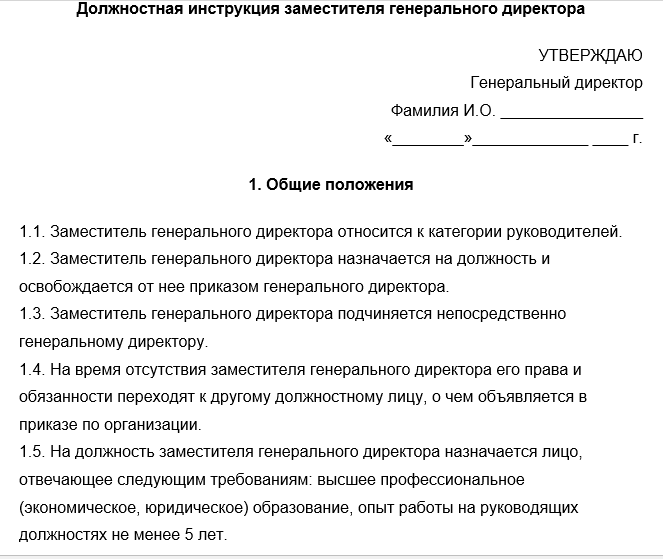 Функциональные обязанности образец