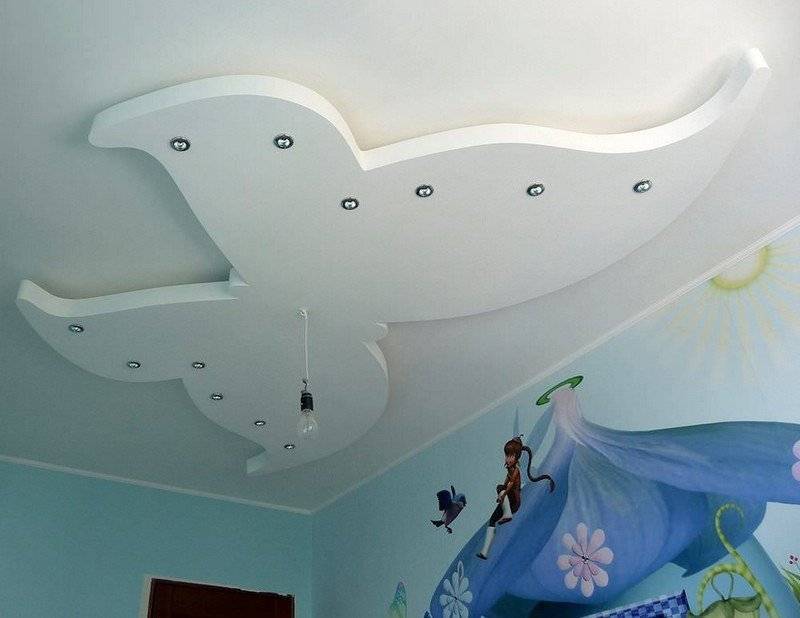 Варианты оформления потолков из гипсокартона в детской спальне