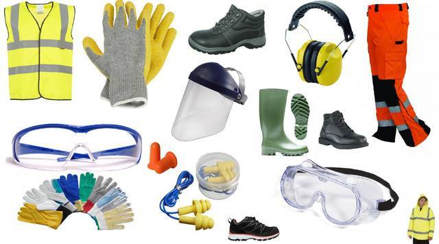 Средства защиты при работе с инструментами индивидуальные для глаз, рук, наушники, перчатки