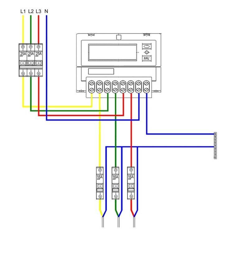 Схема подключения трёхфазного счётчика: как подключить счётчик электроэнергии прямого включения