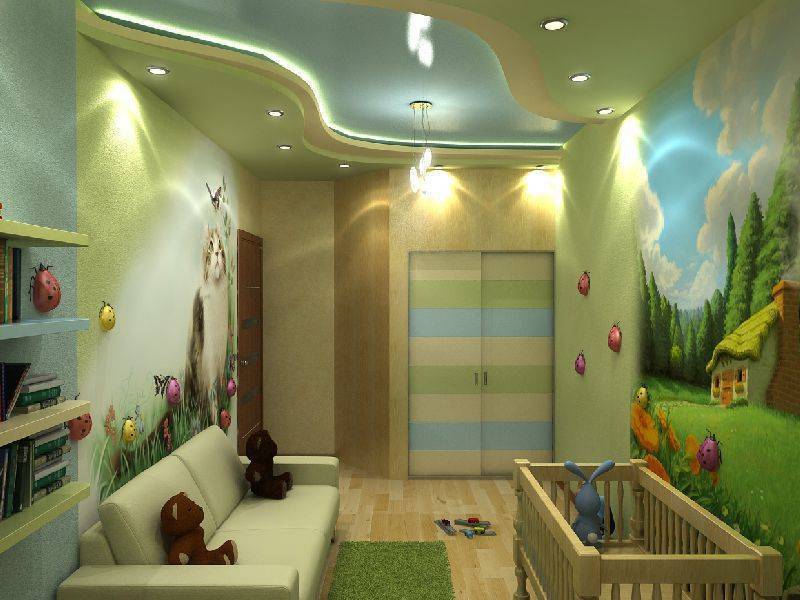 Потолок в детской из гипсокартона: фото дизайна комнаты