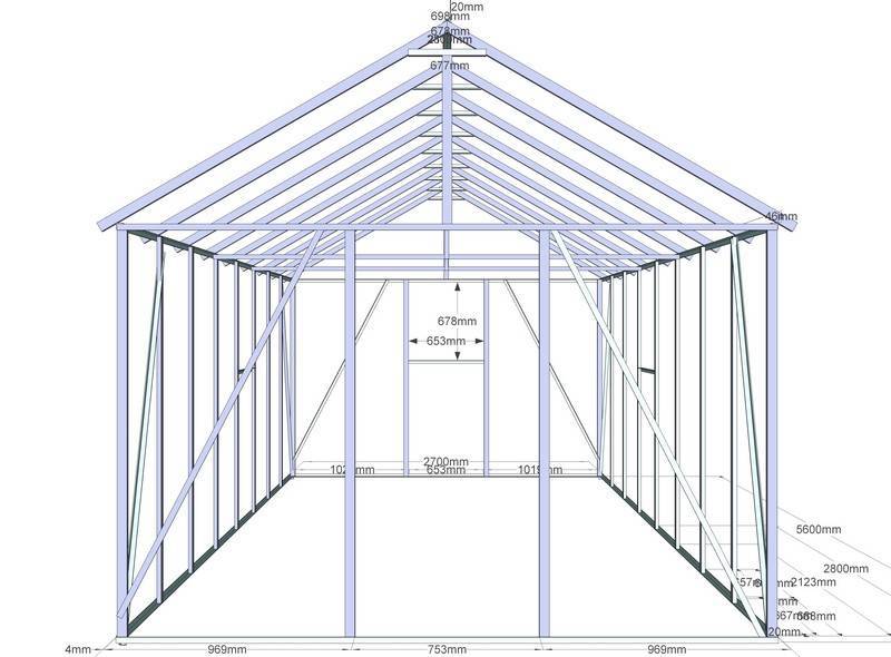 Чертежи теплицы из профильной трубы домиком 4м шириной