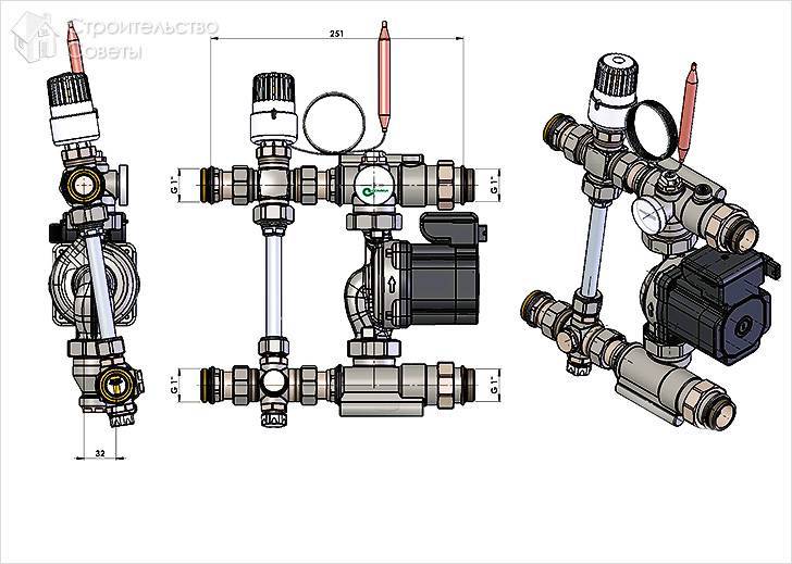 Смесительный узел для теплого пола схема