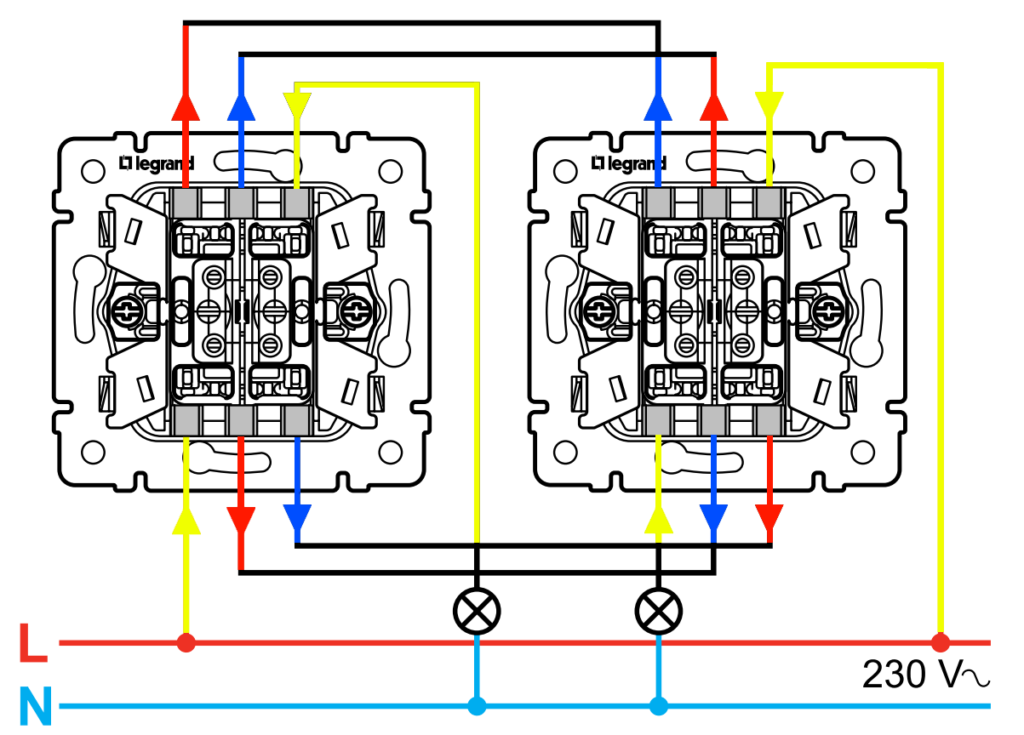 Подключение проходного выключателя - 2 ошибки и недостатки. схема подключения с двух и 3-х мест