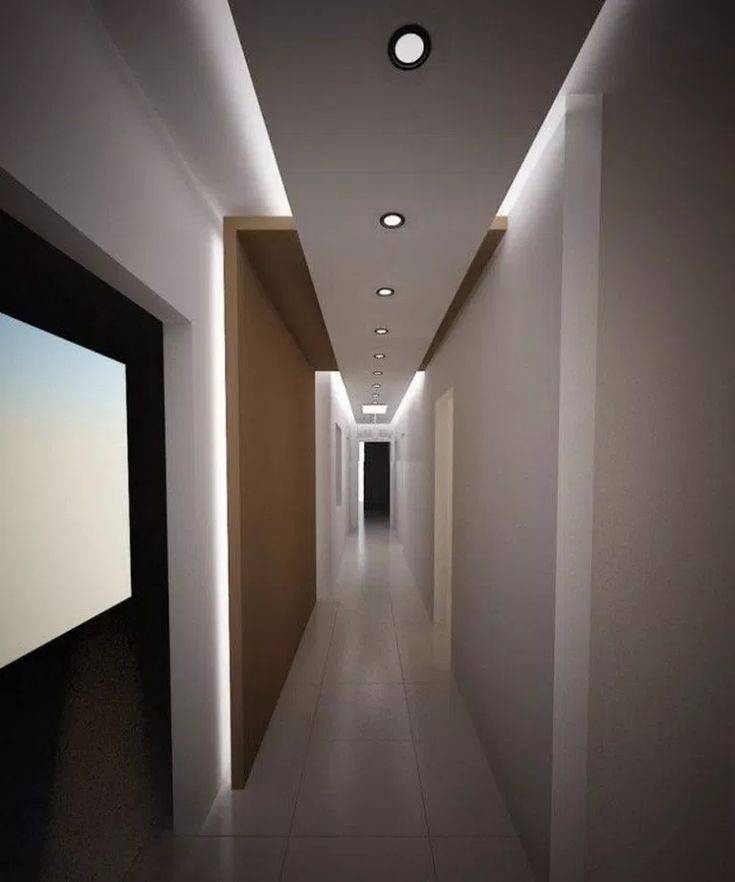 Потолки из гипсокартона с подсветкой в прихожей и коридоре