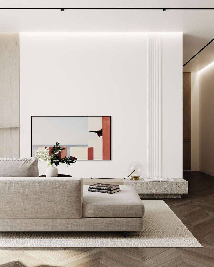 Гостиная в стиле минимализм: интерьер, дизайн, современная мебель и стенка в зале
 - 53 фото