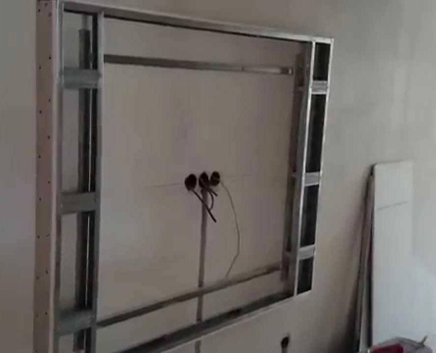 Монтаж стенки из гипсокартона для телевизора