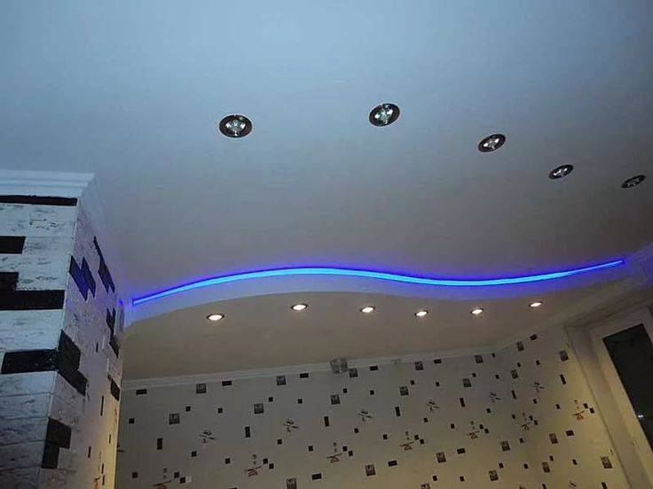 Как сделать подсветку на двухуровневом потолке из гипсокартона