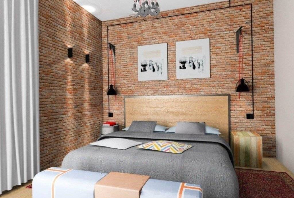 Кирпич в интерьере спальни – 60 примеров декора