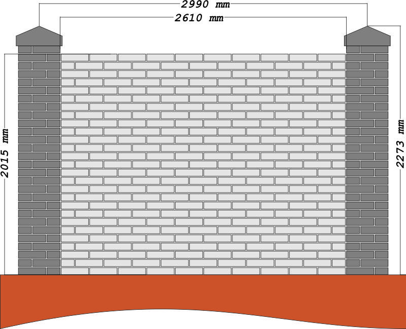 Схема кирпичного забора