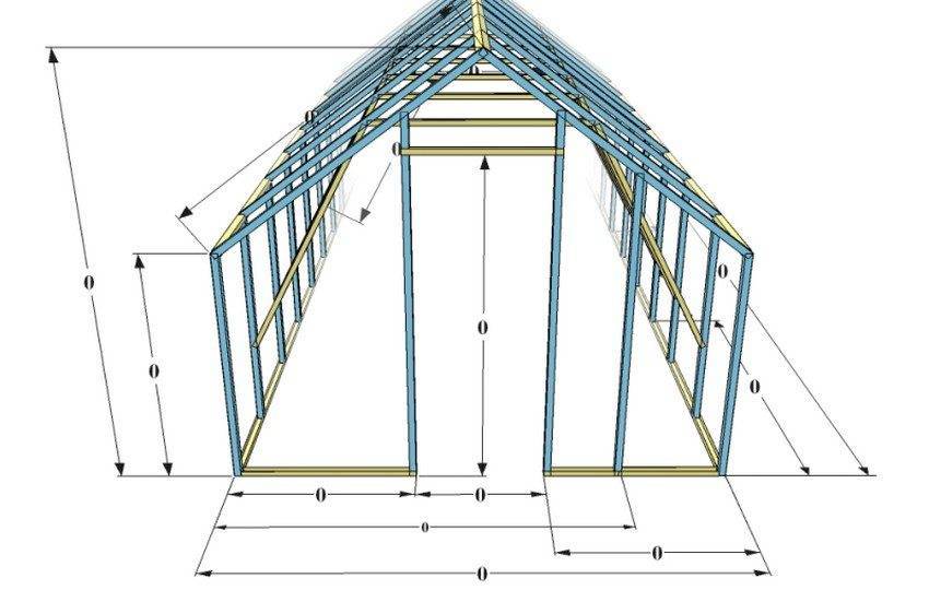 Чертеж теплицы 3 на 6 с размерами из профиля