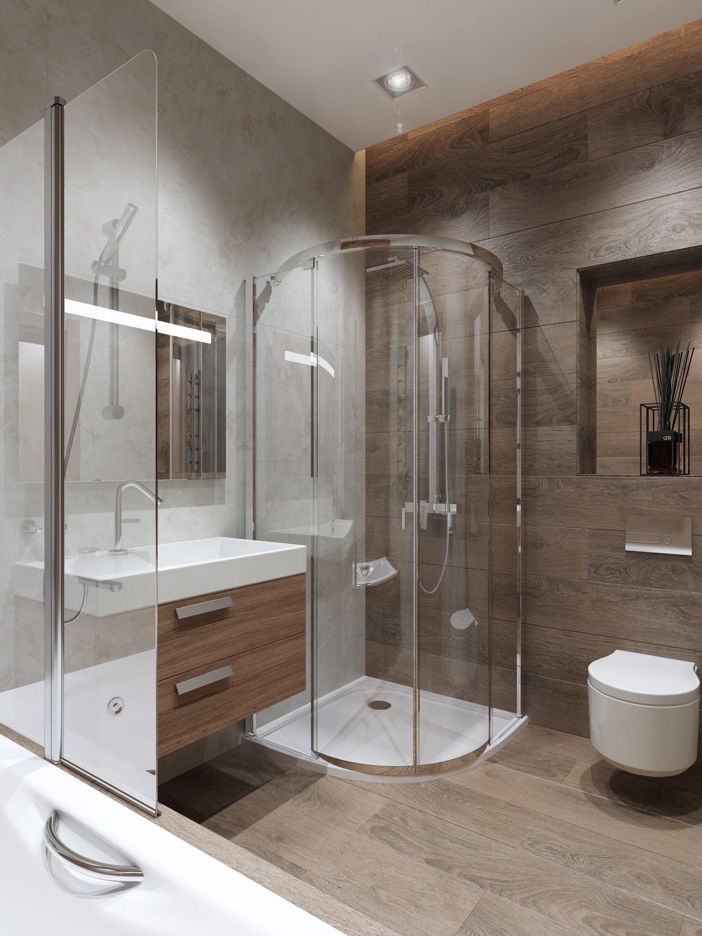 Дизайн ванной комнаты с душевой кабиной: варианты интерьера в квартире и частном доме