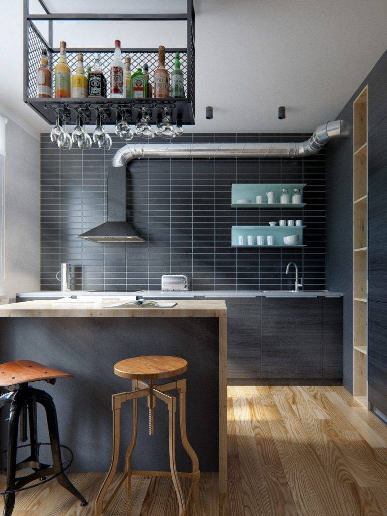 Кухня в стиле лофт - 145 фото стильных примеров оформления кухонь